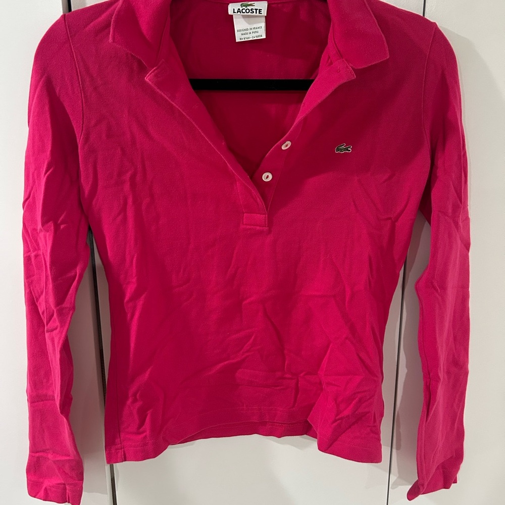 Lacoste Women's Fuchsia Button Down Shirt